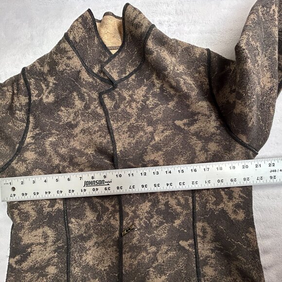 Women’s Reversible Jacket Camouflage Gray Beige Stand Collar Button Closure - Picture 7 of 9